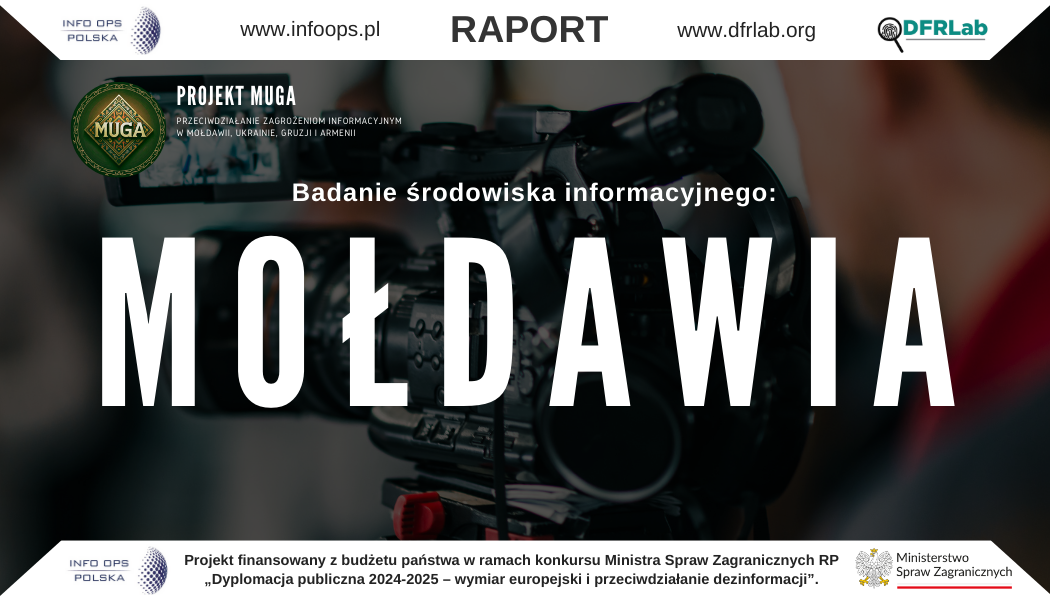 Raport „Projekt MUGA – Badanie środowiska informacyjnego: Mołdawia” powstał w odpowiedzi na narastające zagrożenia związane z propagandą i dezinformacją, które coraz silniej rzutują na stabilność polityczną, społeczną i gospodarczą Mołdawii. W ramach wspólnej inicjatywy Fundacji INFO OPS Polska oraz DFRLab (Atlantic Council) przeprowadzono kompleksowe badania, pozwalające zidentyfikować główne mechanizmy manipulacji informacją oraz ocenić zdolność mołdawskiego społeczeństwa do rozpoznawania i neutralizacji szkodliwych przekazów. Analiza uwzględnia pełne spektrum funkcjonujących w Mołdawii mediów tradycyjnych i nietradycyjnych, a także rolę organizacji pozarządowych, liderów opinii i innych aktorów publicznych w kształtowaniu percepcji społecznej. Niniejszy raport prezentuje zarówno ogólną charakterystykę mołdawskiego środowiska informacyjnego, jak i konkretne przykłady działań propagandowych oraz dezinformacyjnych, w tym tych wymierzonych w wartości demokratyczne czy integrację europejską. Wskazuje również obszary szczególnej podatności społeczeństwa na manipulację: od sfery religijnej, przez kwestie etniczne i polityczne, aż po zagadnienia gospodarcze. Końcowym etapem opracowania jest przedstawienie rekomendacji ukierunkowanych na zwiększenie odporności państwa i obywateli Mołdawii wobec zagrożeń informacyjnych. Zakończenie Zawarte w raporcie wnioski jasno pokazują, jak silnie nakładają się w Mołdawii wątki wewnętrzne i zewnętrzne, sprzyjające rozwojowi kampanii dezinformacyjnych. Uwarunkowania historyczne i społeczne, a także dążenie do bliższej integracji z Zachodem czynią z tego kraju arenę dla rozmaitych operacji wpływu. Nasze badania nie tylko odkrywają złożoność tych działań, lecz także wskazują, że istnieją realne możliwości podniesienia poziomu bezpieczeństwa informacyjnego – w dużej mierze poprzez koordynację działań państwa, organizacji pozarządowych i samych obywateli. Zdolność do skutecznego reagowania na manipulacje, wzmacnianie krytycznego myślenia oraz tworzenie przyjaznego środowiska dla niezależnych mediów i organizacji społeczeństwa obywatelskiego stanowią fundamenty długofalowych rozwiązań. Raport zamyka zestaw rekomendacji praktycznych, których wdrożenie może wesprzeć Mołdawię na drodze do pogłębionej integracji europejskiej, a jednocześnie ochronić ją przed destabilizującymi działaniami z zewnątrz. Poprzez zrozumienie procesów dezinformacji i wdrożenie właściwych środków przeciwdziałania, Mołdawia zyskuje szansę na wzmocnienie swojego demokratycznego ustroju i zachowanie suwerennej, niezależnej przestrzeni informacyjnej.